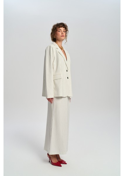 Bruno Çizgili Ekru Blazer fırsatları