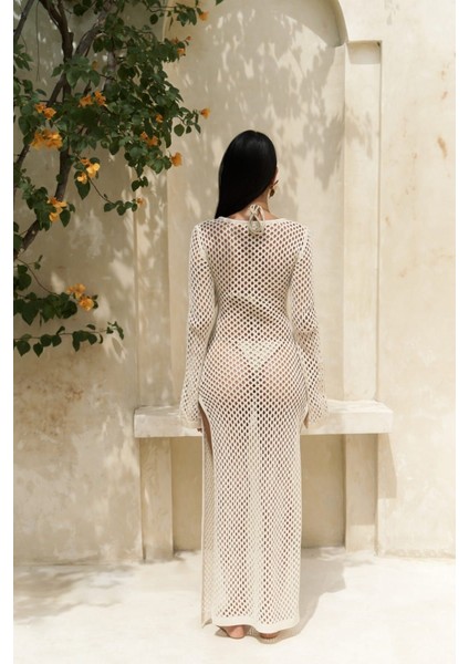 Seyşeller Ahşap Halka Detay Bej Triko Elbise fırsatları