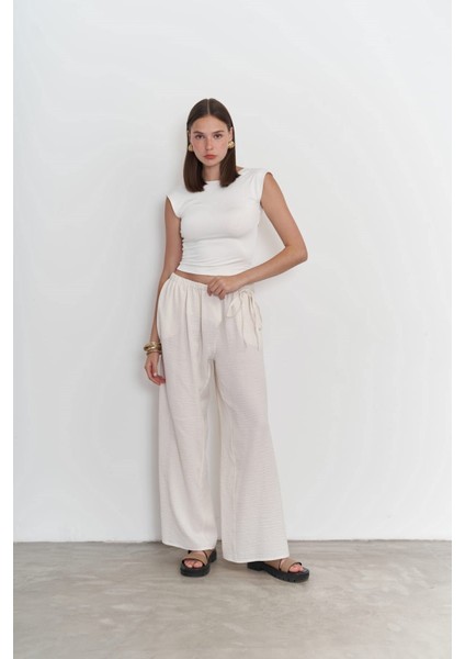 Harmony Yan Bağlama Ekru Pantolon