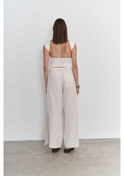 Harmony Yan Bağlama Ekru Pantolon modelleri