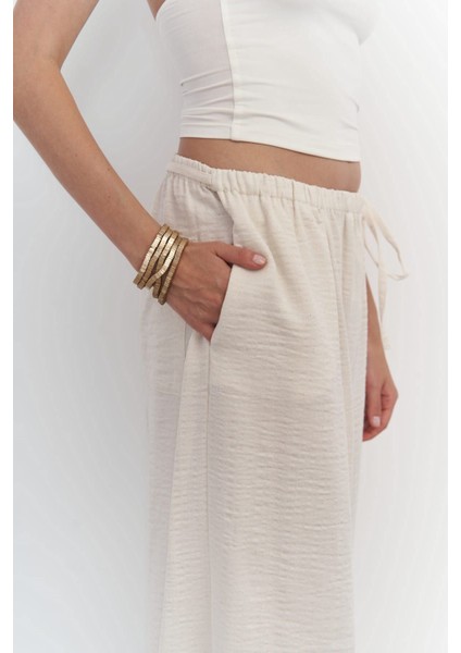 Harmony Yan Bağlama Ekru Pantolon indirimleri