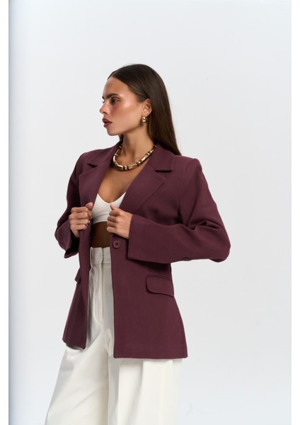 Anisah Belden Oturmalı Bordo Blazer fırsatları