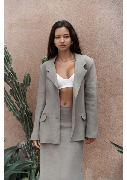 Brenna Füme Keten Blazer modelleri