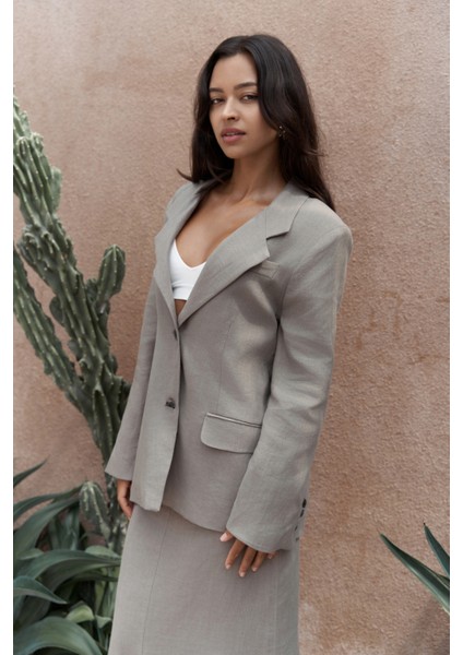 Brenna Füme Keten Blazer fırsatları