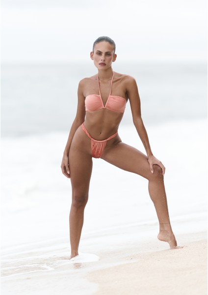 Bunga Büzgü Detay Kalın Bantlı Somon Bikini Altı