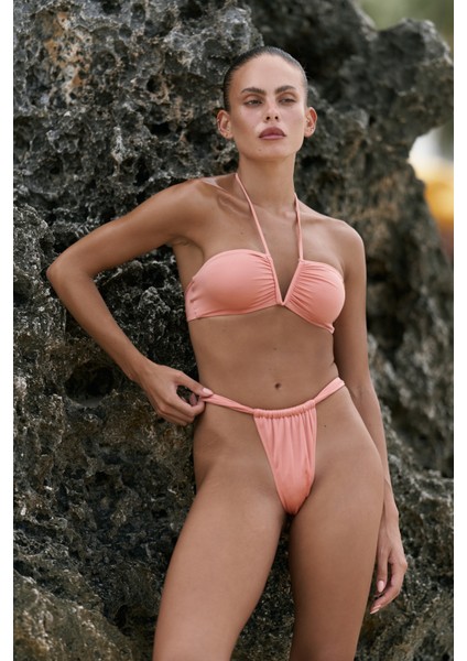 Bunga Büzgü Detay Kalın Bantlı Somon Bikini Altı fiyatları