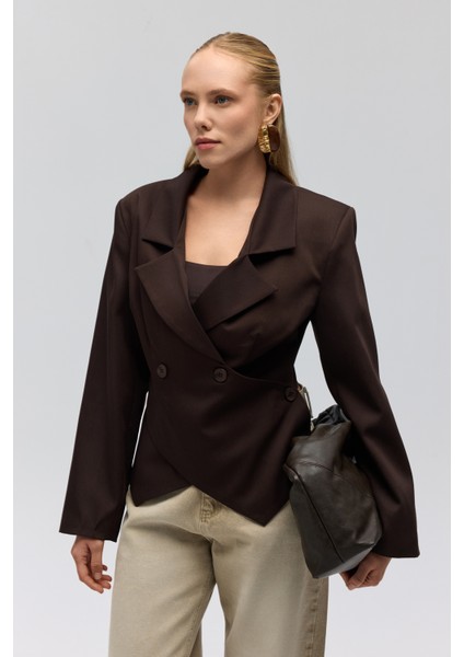 Norbury Üçgen Detay Kahve Blazer modelleri