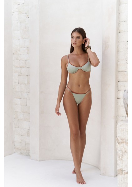 Dharma Renk Bloklu Yeşil Bikini Üstü