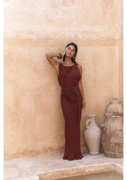 Barabla Kolsuz Uzun Kiremit Keten Elbise modelleri