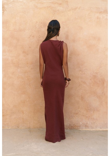 Barabla Kolsuz Uzun Kiremit Keten Elbise indirimleri