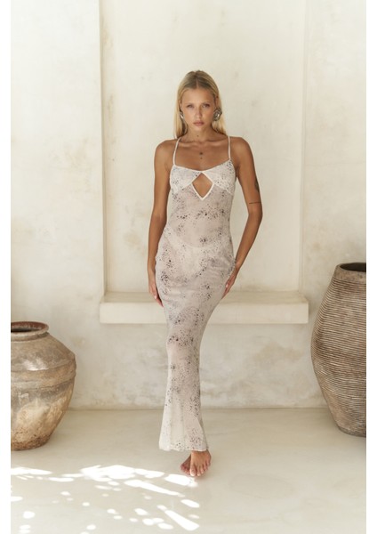 Diavonesta Bağcık Detay Dekolteli Bej Uzun Elbise fiyatları