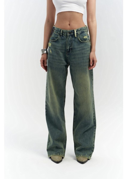 Blair Yıkamalı Yeşil Jean Pantolon modelleri