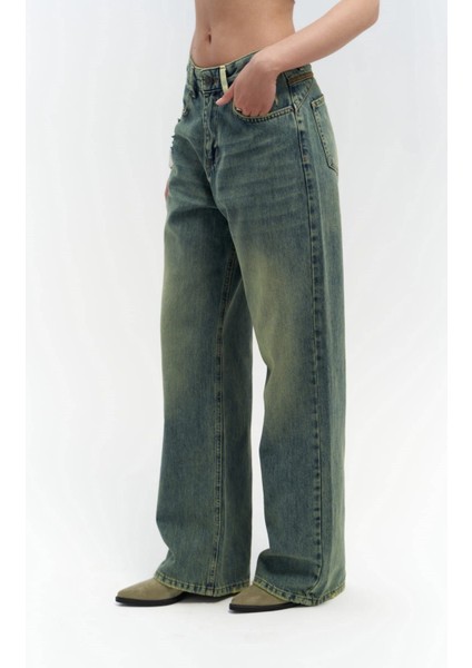 Blair Yıkamalı Yeşil Jean Pantolon fırsatları