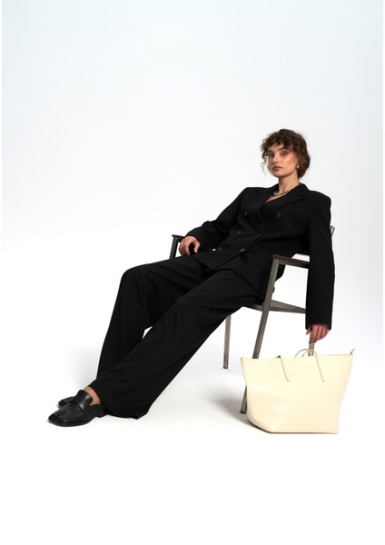 Bianda Çizgili Siyah Pantolon