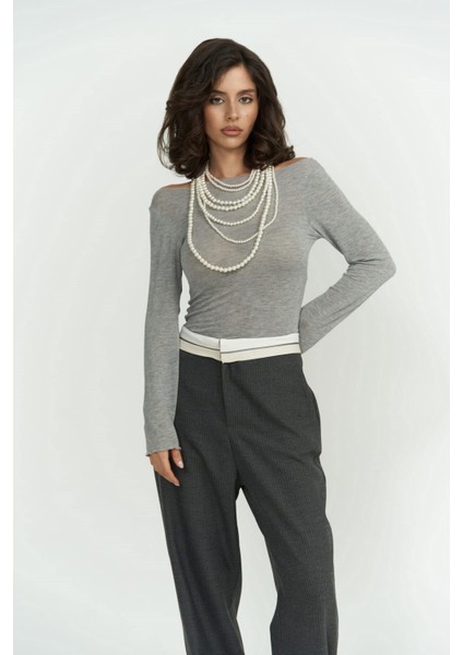 Zelmira Ters Kemer Füme Pantolon