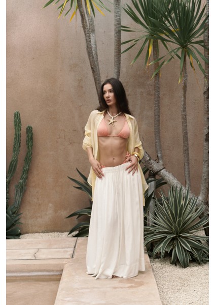 Gabbiano Bağcıklı Pileli Ekru Keten Etek modelleri