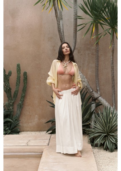 Gabbiano Bağcıklı Pileli Ekru Keten Etek fırsatları