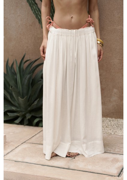 Gabbiano Bağcıklı Pileli Ekru Keten Etek indirimleri