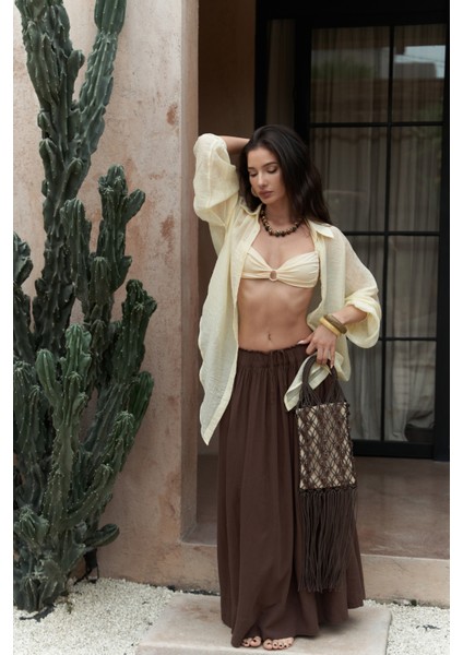 Gabbiano Bağcıklı Pileli Kahve Etek