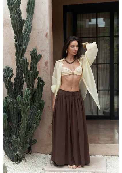 Gabbiano Bağcıklı Pileli Kahve Etek modelleri