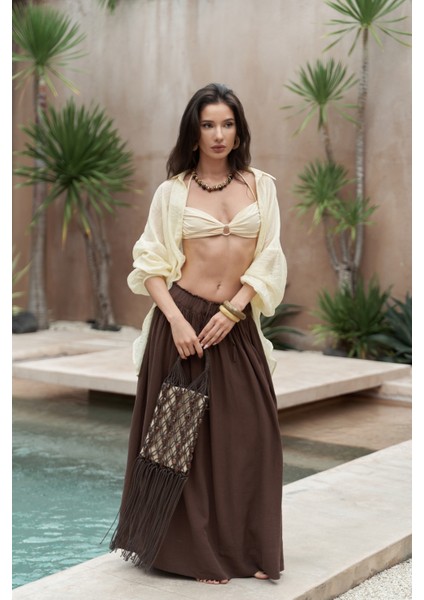 Gabbiano Bağcıklı Pileli Kahve Etek fırsatları