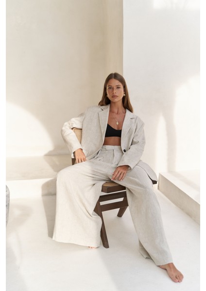 Sinai Keten Basic Naturel Blazer