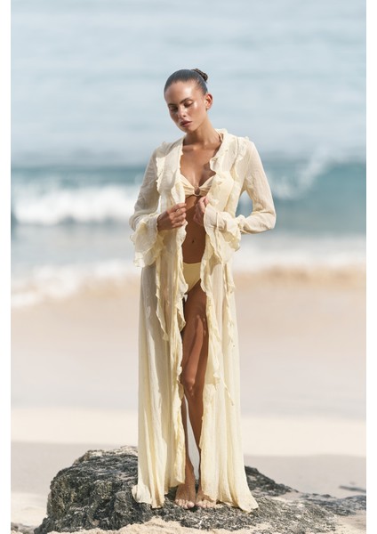 Freya Sarı Uzun Elbise