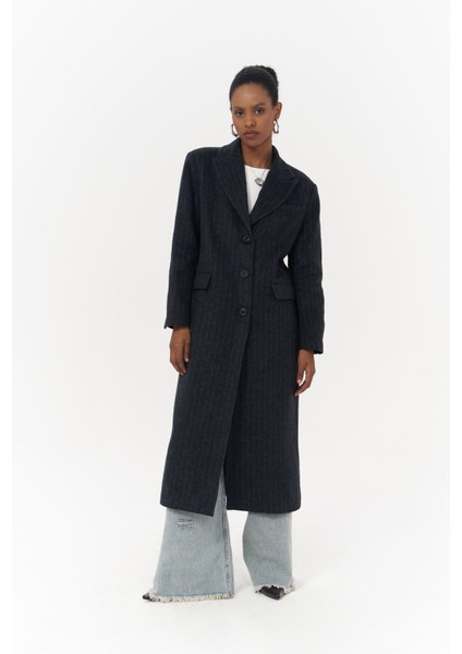 Gasadalur Çizgili Lacivert Masculine Kaban