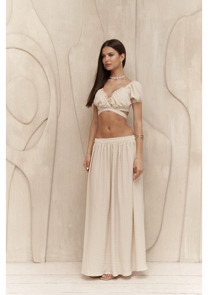 Indriya Bej Crop Etek Takım fiyatları