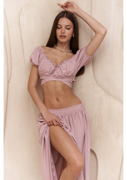 Indriya Lila Crop Etek Takım