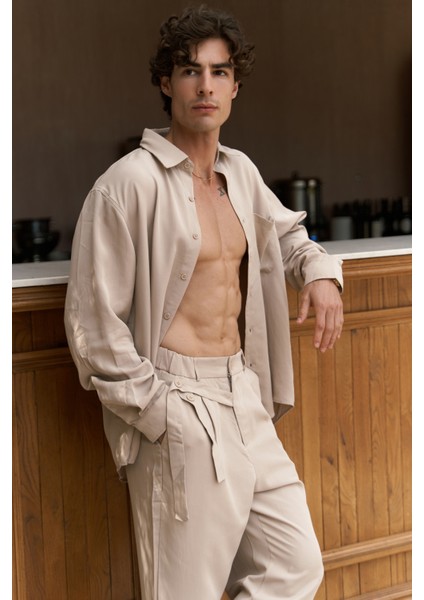 Jonathan Erkek Bej Gömlek Pantolon Takım