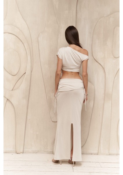 Ivan Büzgülü Bej Crop Etek Takım fırsatları