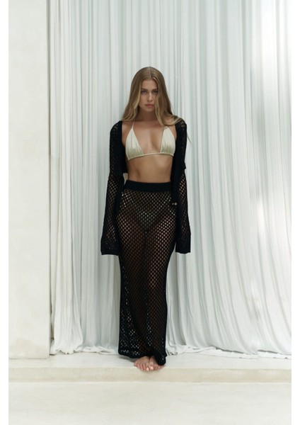 Anse Düğme Detay Siyah Triko Takım fiyatları