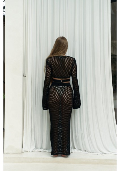 Anse Düğme Detay Siyah Triko Takım fırsatları