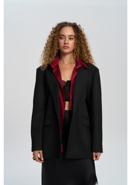 Catroux Gömlek Yaka Detaylı Siyah Blazer fırsatları