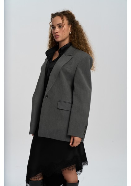 Catroux Gömlek Yaka Detaylı Füme Blazer fırsatları