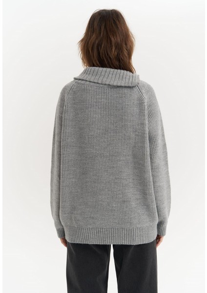 Saphira Fermuar Detay Gri Triko Kazak fırsatları