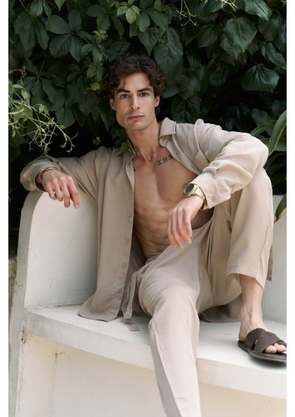 Jonathan Erkek Koyu Vizon Gömlek Pantolon Takım modelleri