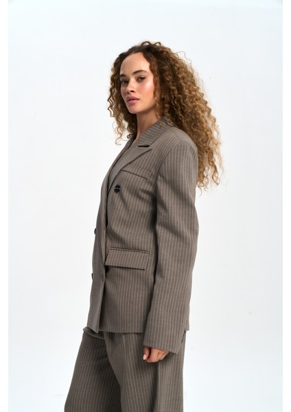 Bianda Çizgili Füme Blazer fırsatları