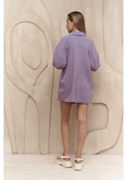 Cosmos Lila Müslin Şort Takım fırsatları