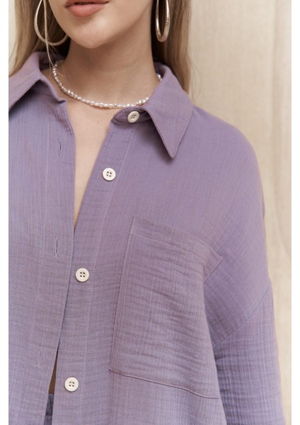 Cosmos Lila Müslin Şort Takım indirimleri