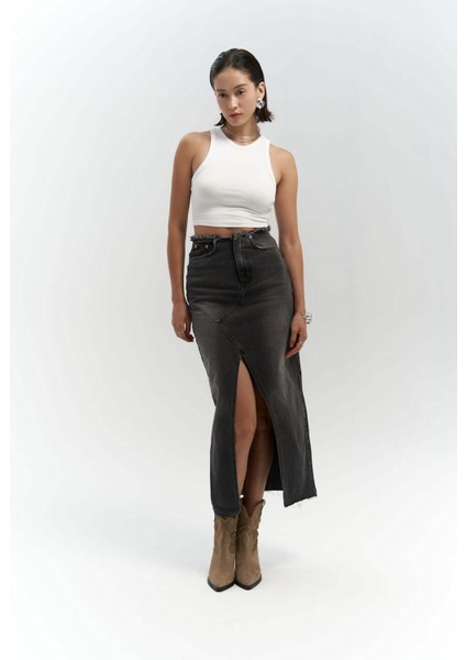 Arket Bel Detay Füme Jean Etek