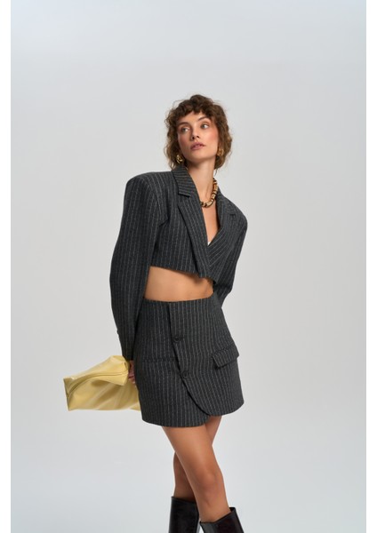 Elegant Antrasit Ceket-Etek Takım