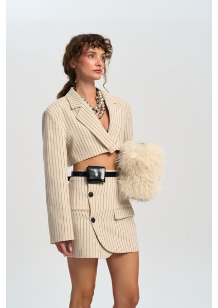 Elegant Bej Ceket-Etek Takım