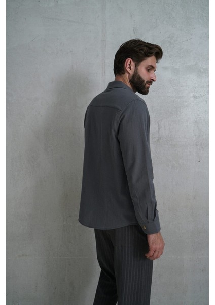 Wesley Erkek Oversize Krinkıl Antrasit Gömlek fırsatları