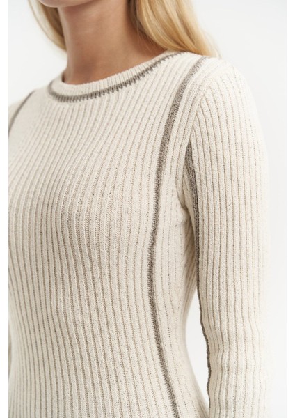 Aston Çizgi Detay Bej Triko Elbise indirimleri