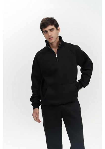 Stephen Fermuarlı Siyah Erkek Eşofman Takım