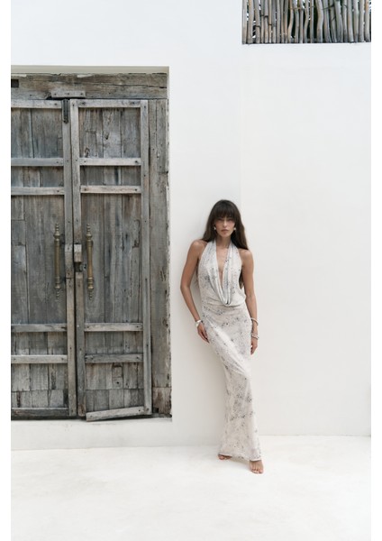 Galagher Degaje Bej Uzun Elbise fiyatları