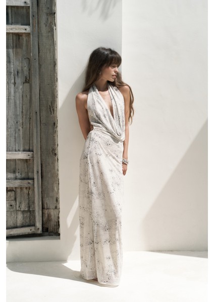 Galagher Degaje Bej Uzun Elbise modelleri