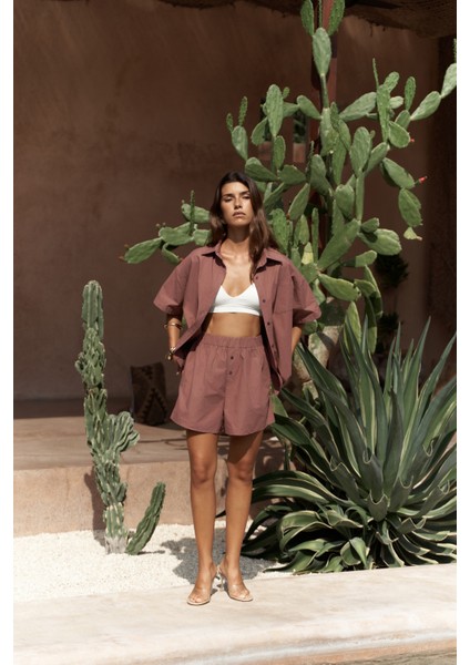 Corfu Açık Bordo Gömlek Şort Takım fiyatları